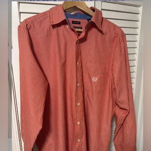 Chaps Red and White Striped Button-Down